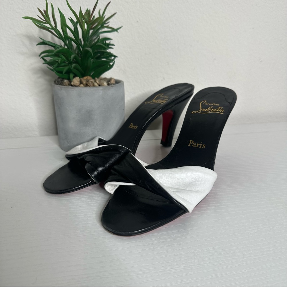 Christian Louboutin Mules Heels Black and white 39 (8) - (8.5)